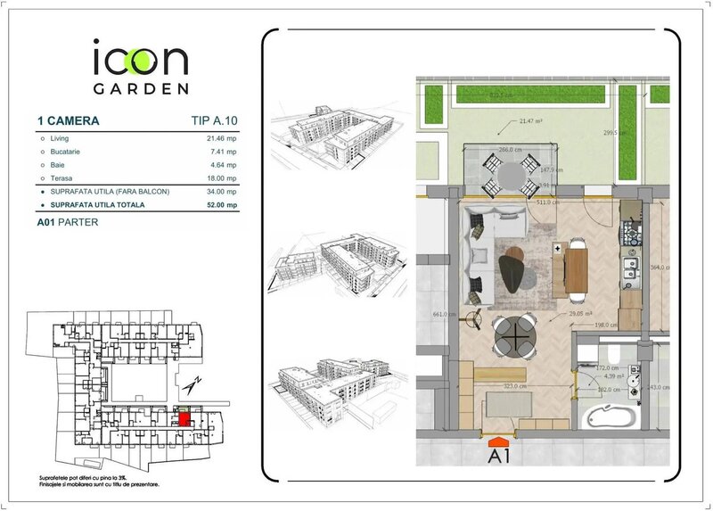 Mosilor, garsoniera la Icon Garden, ansamblu finalizat: te muti imediat